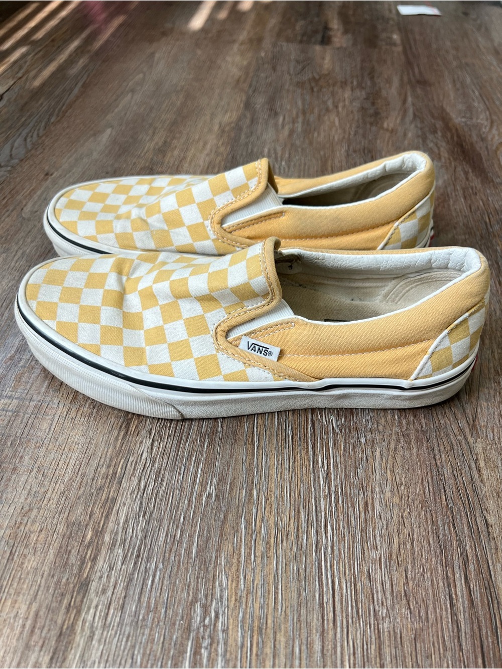 Vans Classic Slip-On Checkerboard Yellow White Shoes Women’s 8 Men’s 6.5